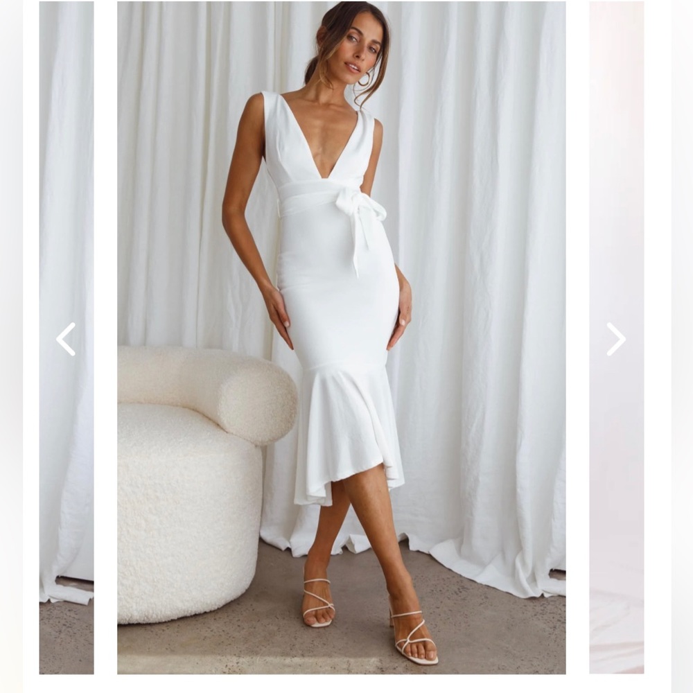 Selfie Leslie Sorry Not Sorry Wide Strap Flounce Dress White